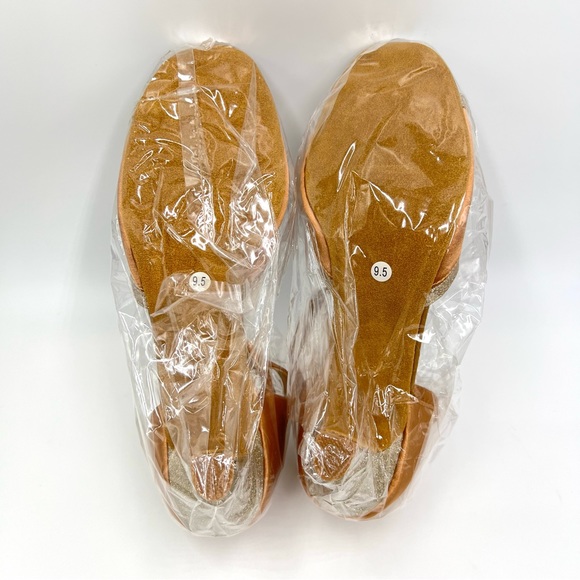TTDanceWear Womens Brown Copper Satin Glitter Ballroom Dance Heels Shoes 9.5 NEW - Picture 11 of 16